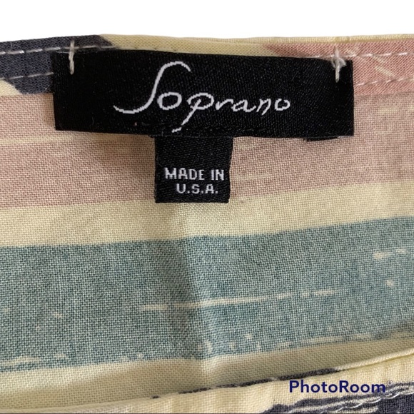 Soprano striped top scoop neck 3/4 balloon sleeve M - Picture 8 of 11